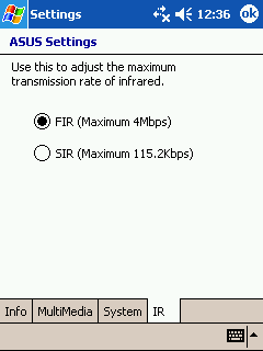 Asus Settings Infrared