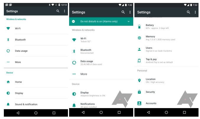 Опубликованы изображения меню настроек ОС Android N
