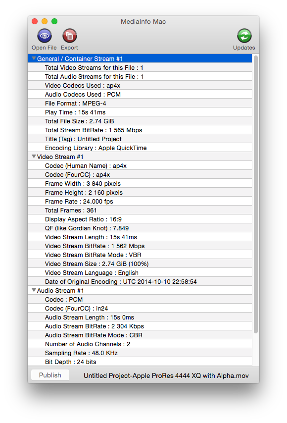 Скриншот программы Mediainfo