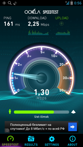 Обзор DNS SI4301. Скриншоты. Скорость мобильного интернета