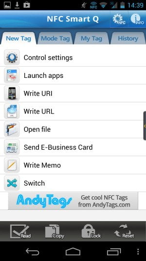 Работа с метками в NFC Smart Q