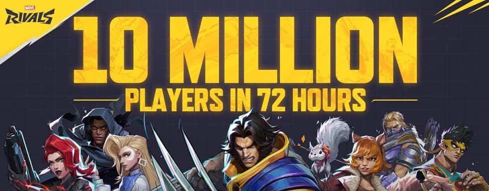 Marvel Rivals набрала 10 миллионов игроков за 72 часа, сравнявшись с Apex Legends