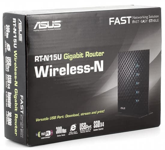 Упаковка роутера ASUS RT-N15U Упаковка беспроводного роутера ASUS RT-N15U
