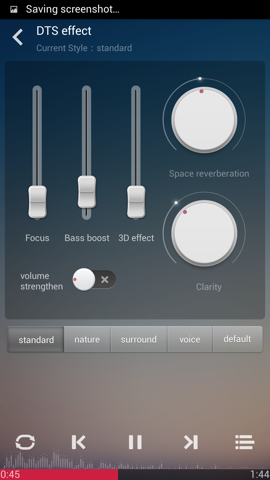 Обзор Gionee Elife E7. Скриншоты. DTS effect