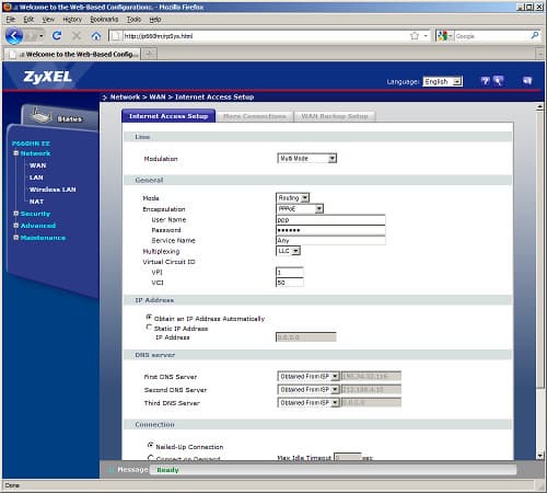 Интернет-центр ZyXEL P660HN EE: Web-интерфейс Интернет-центр ZyXEL P660HN EE: Web-интерфейс