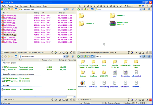 Главное окно Q-Dir