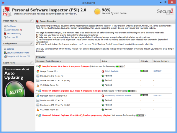Secunia Personal Software Inspector