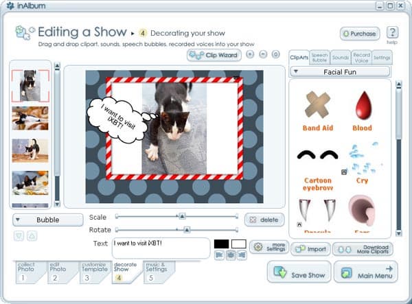 Добавление декоративных элементов внутрь слайдов в InAlbum