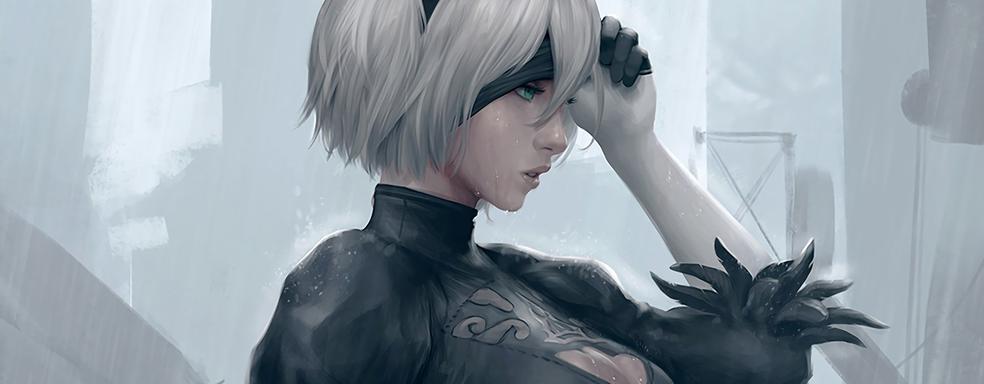 Представлена фигура девушки-андроида из NieR: Automata в полный рост. У нее оголяемая грудь из силикона