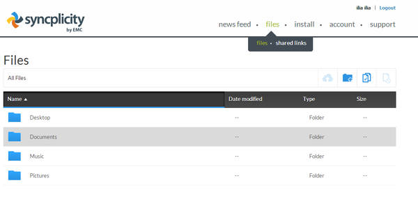 Веб-интерфейс Syncplicity
