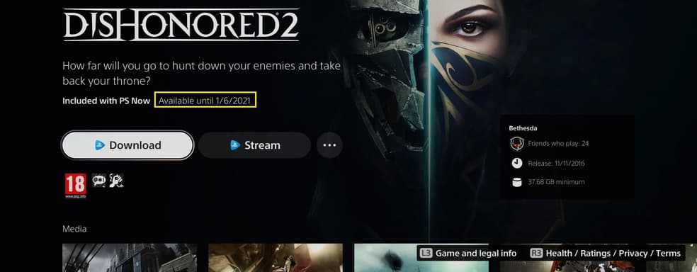Bethesda отдаляется от Sony? Dishonored 2 уберут из PlayStation Now через несколько дней