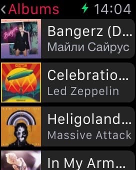 Скриншот с умных часов Apple Watch