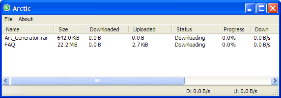 Главное окно Arctic Torrent