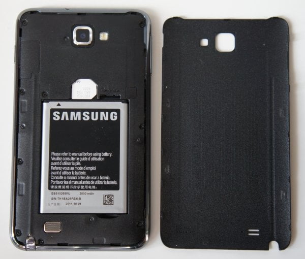 Galaxy Note со снятой крышкой Galaxy Note со снятой крышкой
