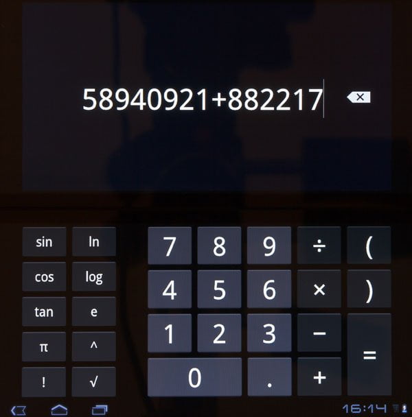 Калькулятор на планшете Sony Tablet P