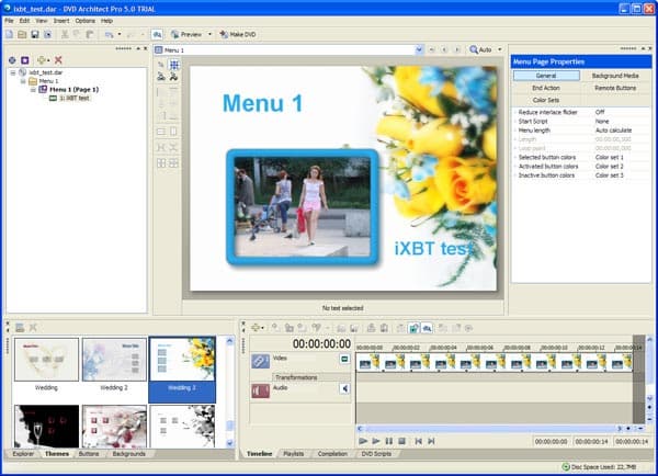 Рабочее окно DVD Architect Pro
