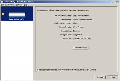 Настройки Apple AirPort Extreme