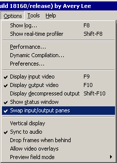 VirtualDub - меню Options