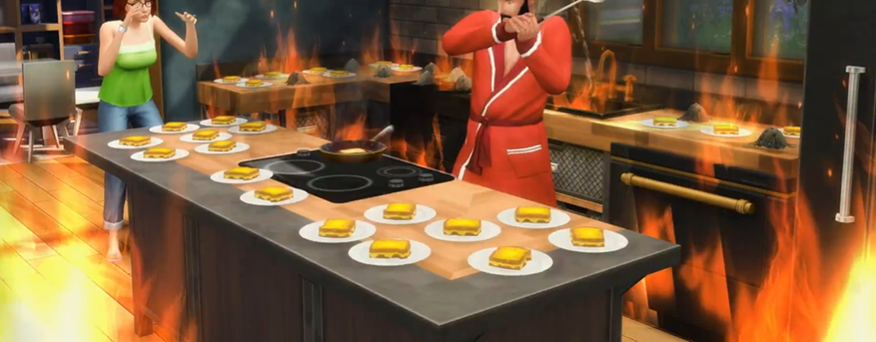 Авторы The Sims 4 показали сырную катастрофу на кухне в честь Дня жареных сэндвичей с сыром