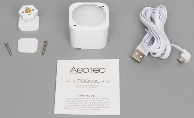 Комплект поставки Aeotec MultiSensor 6 (ZW100-C) Комплект поставки Aeotec MultiSensor 6 (ZW100-C)