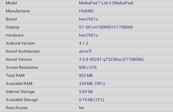Характеристики планшета Huawei MediaPad 7 Lite 2
