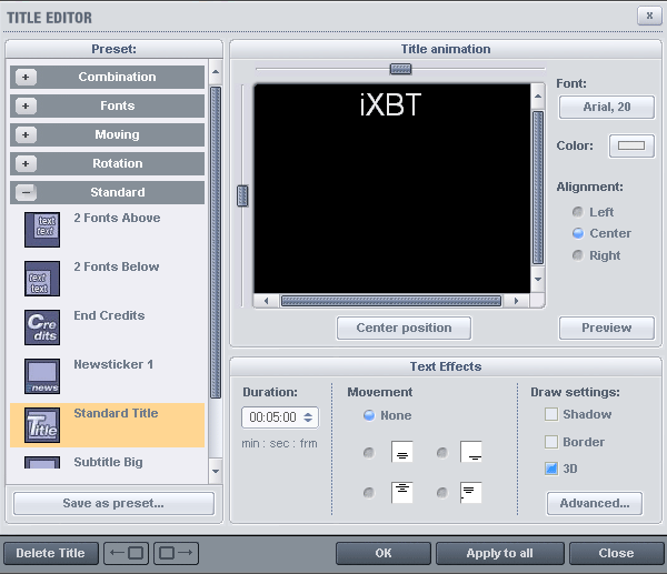 Создание надписей на слайдах в PhotoStory on CD & DVD с помощью Title Editor