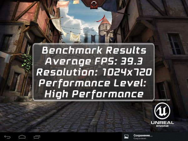 Результаты теста Epic Citadel на планшете Ainol Novo 9 Spark