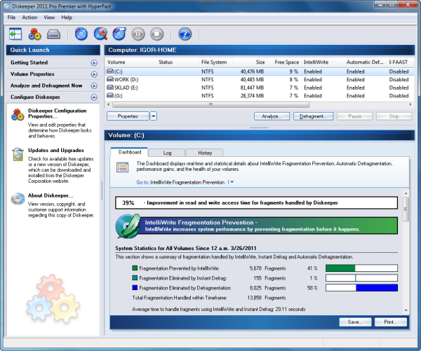 Хотя создатели Diskeeper уделили немало внимания интерфейсу, их главная идея состоит в том, чтобы пользователь его видел как можно реже Общие характеристики наиболее популярных СЭД