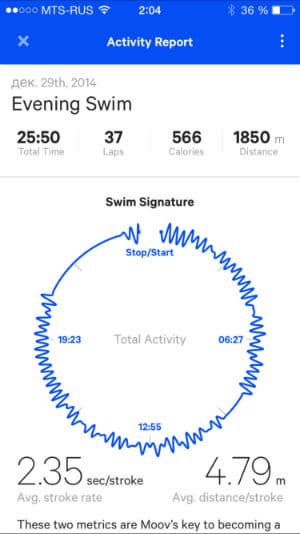 Скриншот приложения Moov Swim