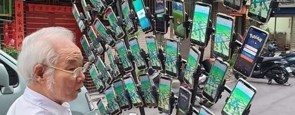 70-летний фанат Pokemon GO установил на велосипеде 64 смартфона
