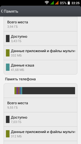 Обзор Jiayu G4S. Скриншоты. Объем памяти