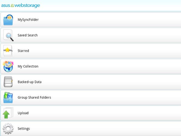 Приложение MyCloud на планшете Asus Eee Pad Slider