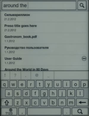 Электронная книга Sony Reader PRS-T1 - поиск