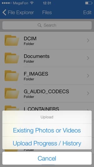 Интерфейс утилиты Pogoplug на iOS