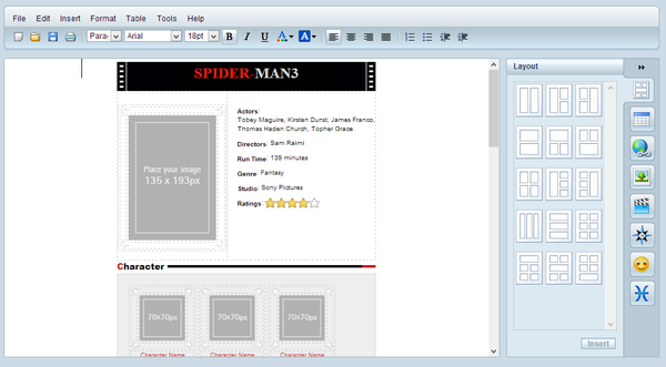 Один из шаблонов заметки, открытый в Note