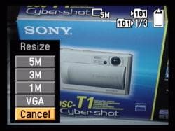 Sony Cyber-shot DSC T1 Menu