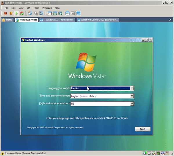 Установка Windows Vista